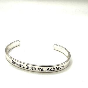 12 dream believe achieve silver tone cuff bracelet